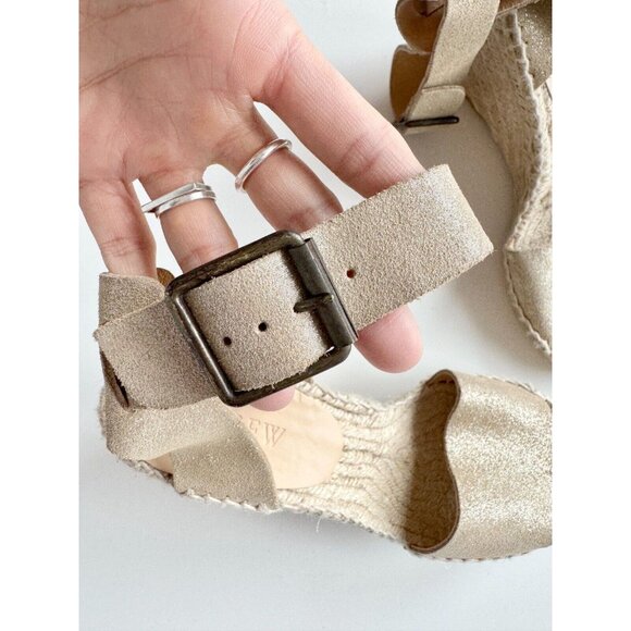 J CREW Corsica Gold Metallic Leather Platform Espadrilles Wedge Sandals, Size 6 - Picture 4 of 16